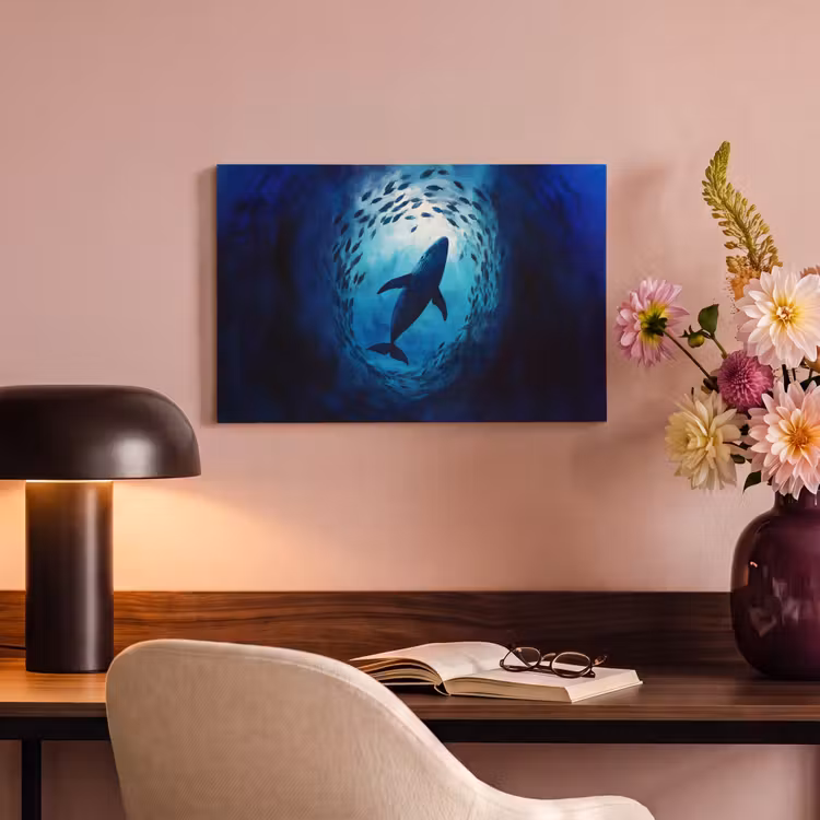 Canvas schilderij - Walvis - Vissen - Donkerblauw — 4