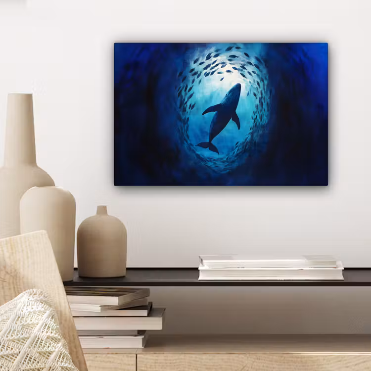 Canvas schilderij - Walvis - Vissen - Donkerblauw — 5