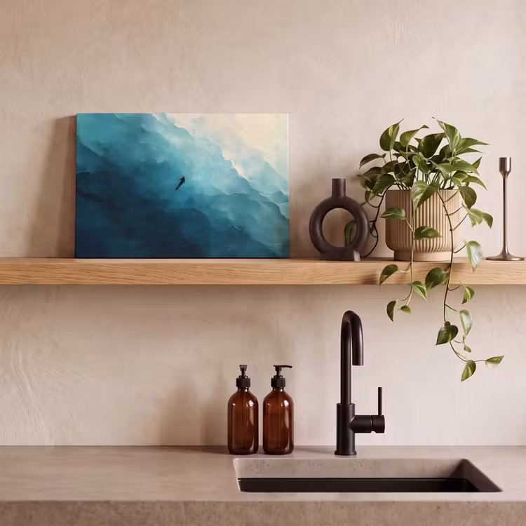 Canvas schilderij - Zee - Silhouet - Abstract - Blauw — 3