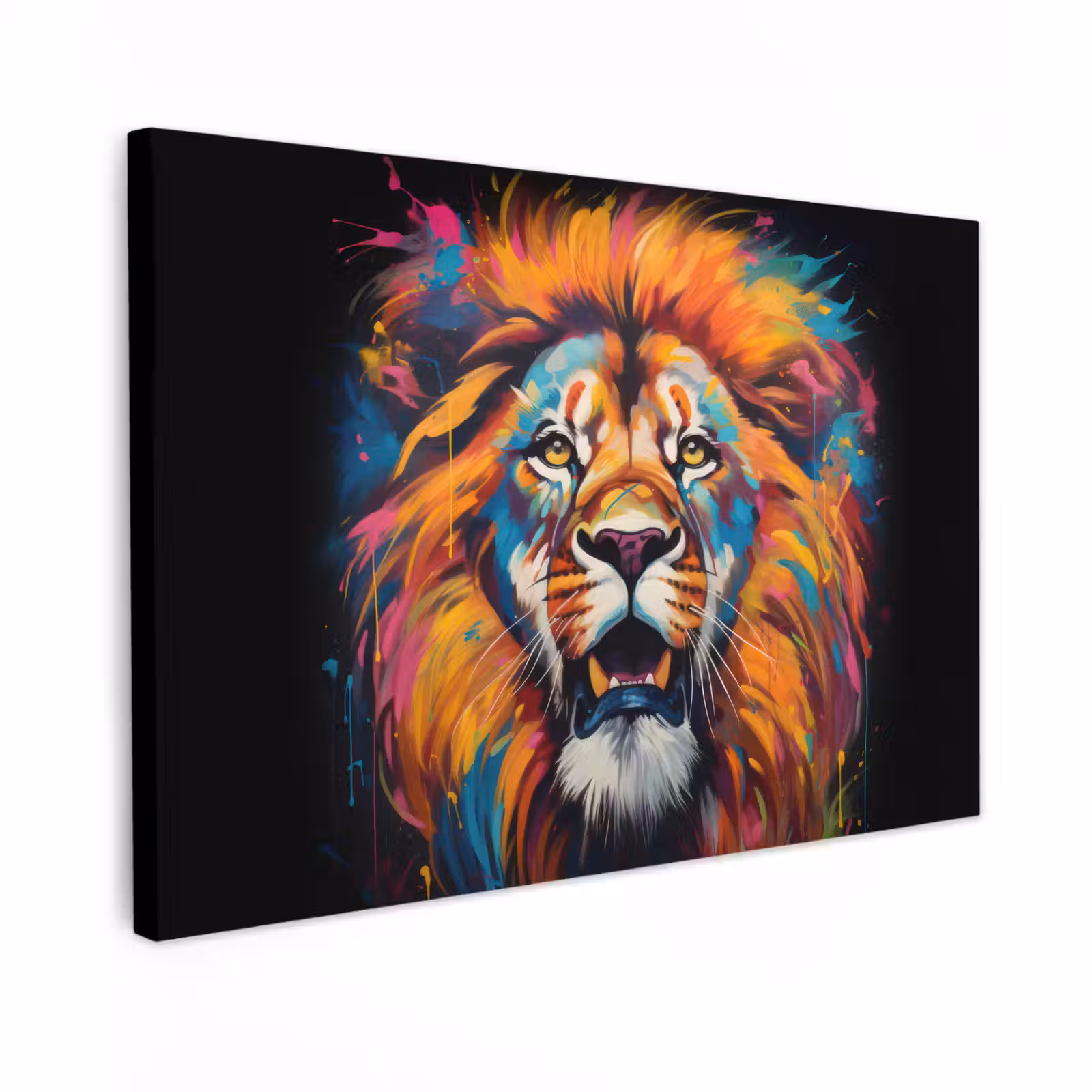 Canvas schilderij - Leeuw - Graffiti - Dieren - Zwart — 1
