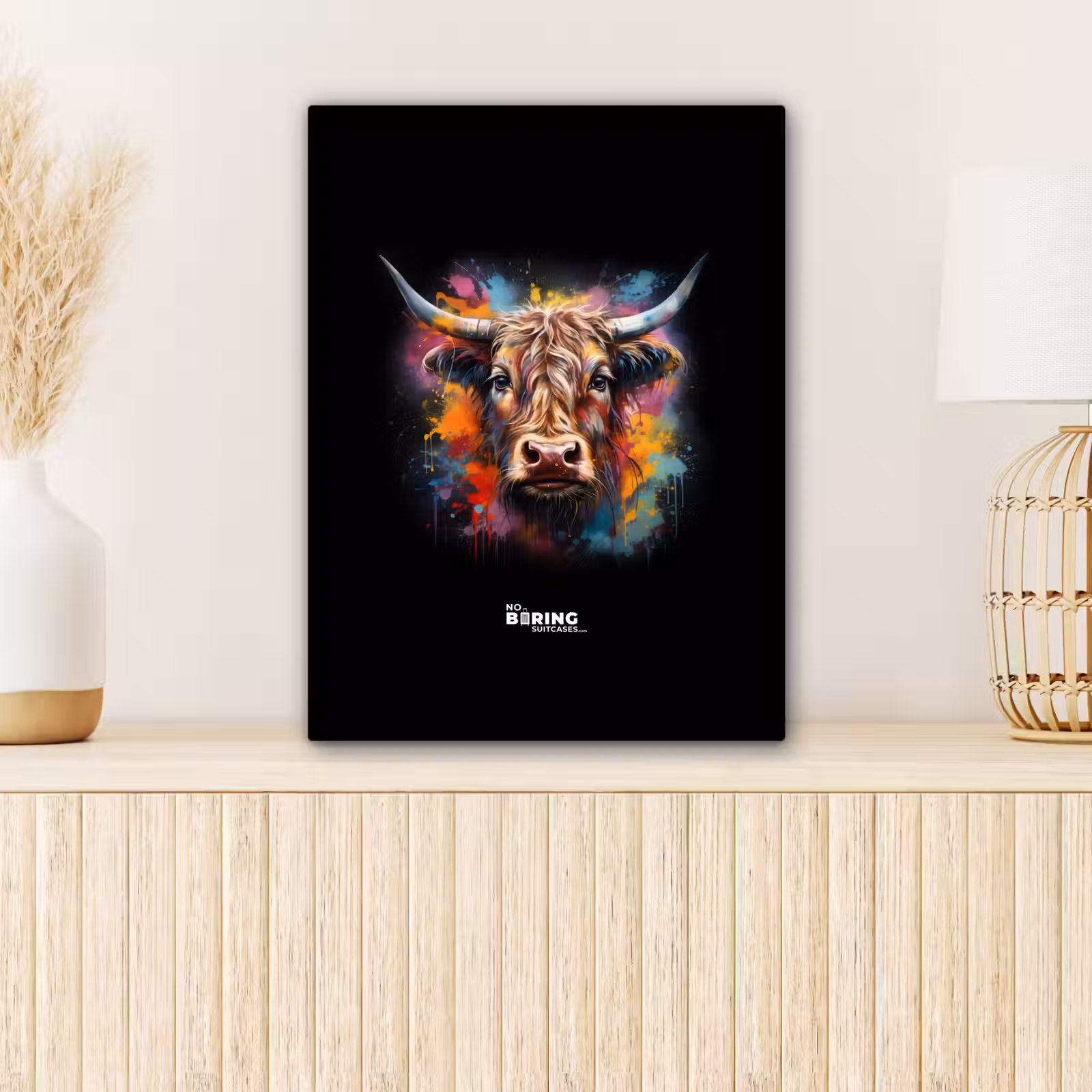 Canvas schilderij - Schotse hooglander als graffiti art — 1
