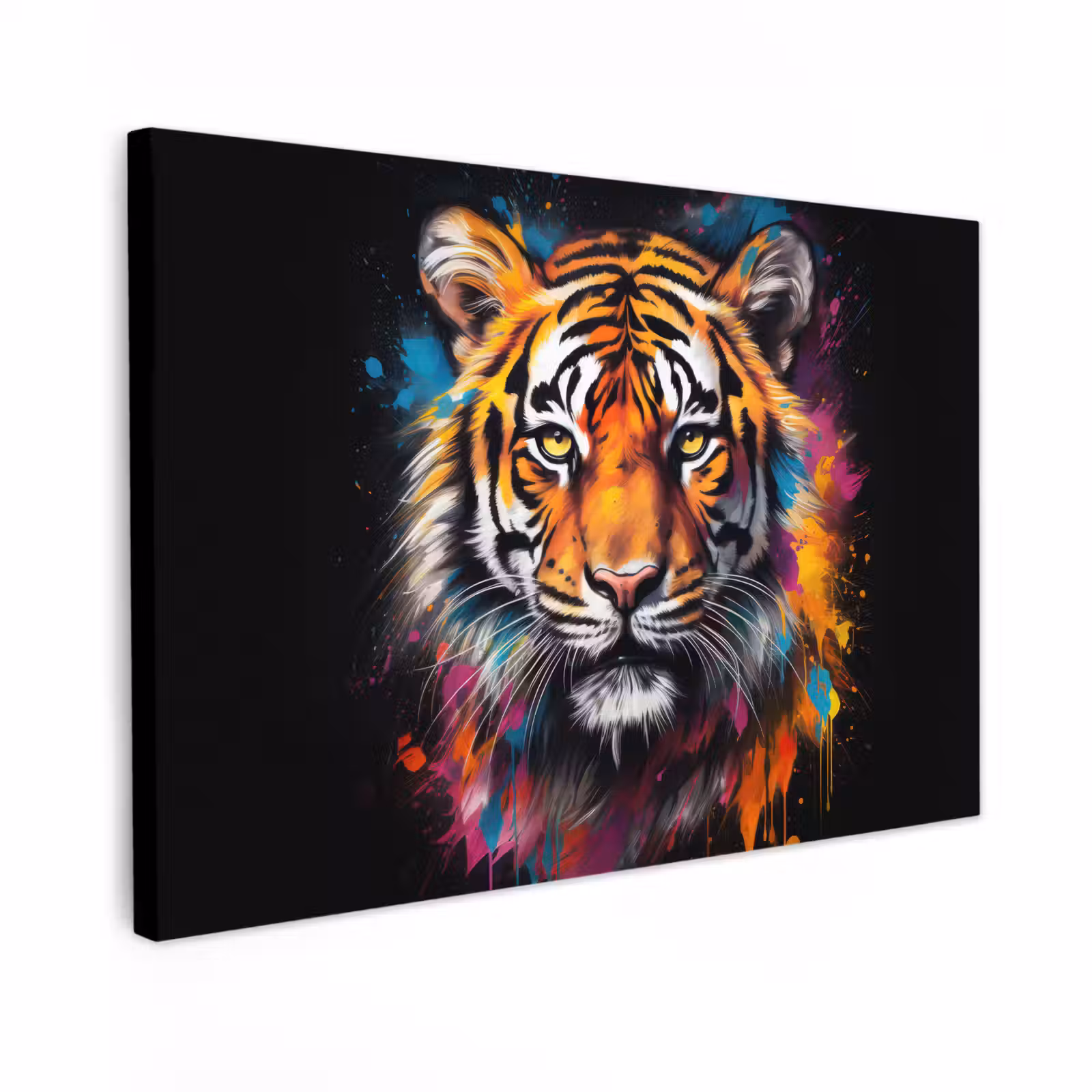 Canvas schilderij - Tijger - Graffiti - Dieren - Zwart — 1