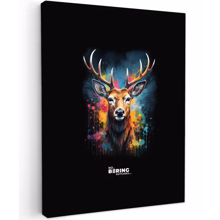 Canvas schilderij - Hert met gewei tussen graffiti spray — 2
