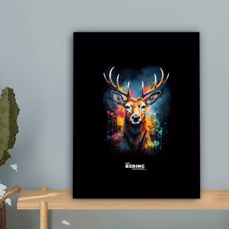 Canvas schilderij - Hert met gewei tussen graffiti spray — 5