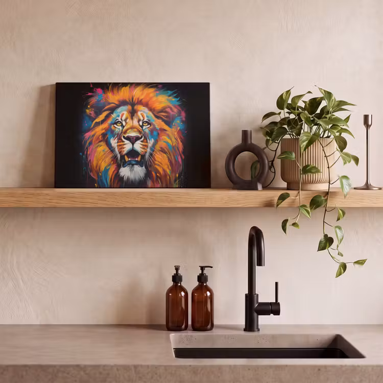 Canvas schilderij - Leeuw - Graffiti - Dieren - Zwart — 3