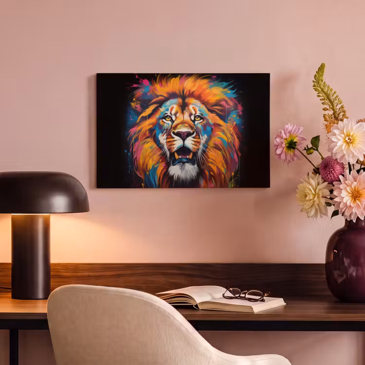 Canvas schilderij - Leeuw - Graffiti - Dieren - Zwart — 4