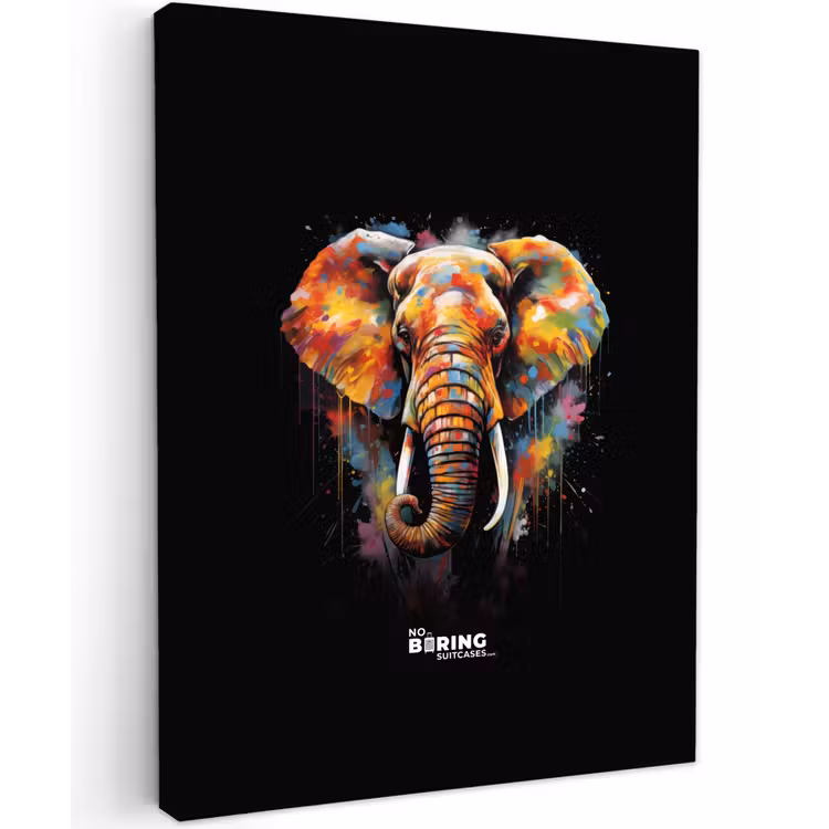 Canvas schilderij - Olifant versierd met kleurrijke spetters — 2