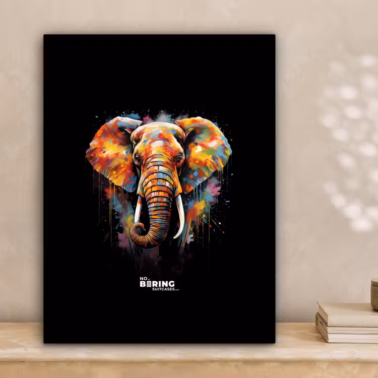 Canvas schilderij - Olifant versierd met kleurrijke spetters — 3