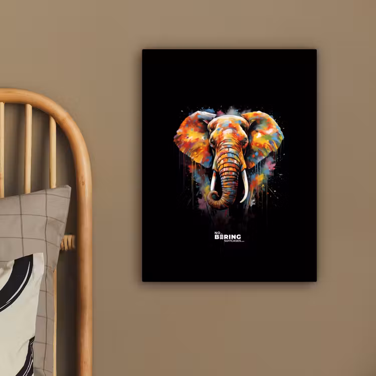 Canvas schilderij - Olifant versierd met kleurrijke spetters — 4