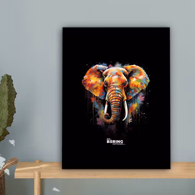 Canvas schilderij - Olifant versierd met kleurrijke spetters — 5