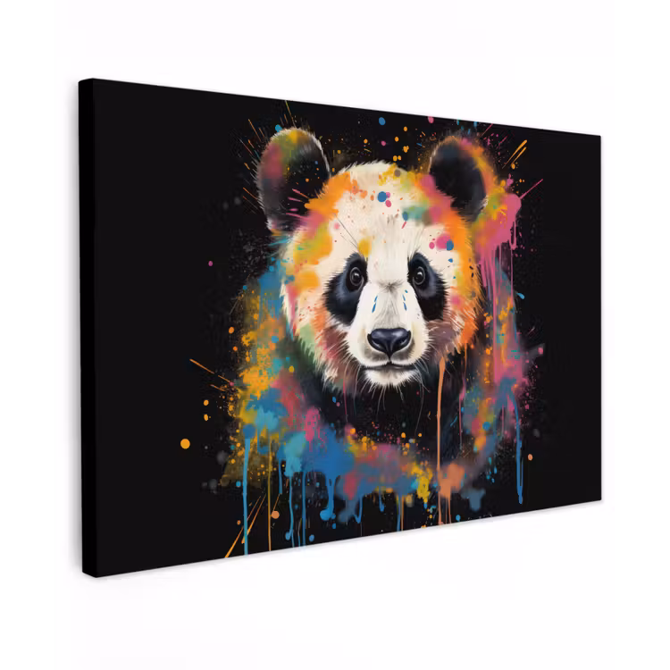 Canvas schilderij - Panda - Graffiti - Dieren - Zwart - Kleuren — 1