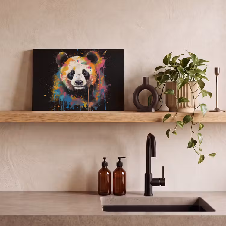 Canvas schilderij - Panda - Graffiti - Dieren - Zwart - Kleuren — 3