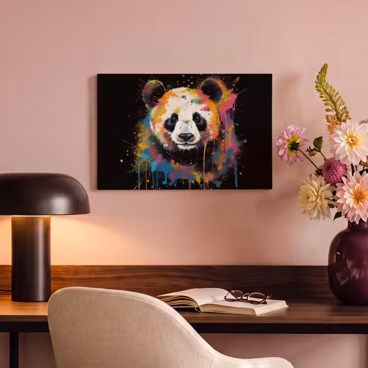 Canvas schilderij - Panda - Graffiti - Dieren - Zwart - Kleuren — 4