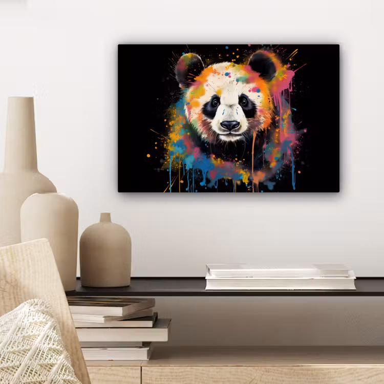 Canvas schilderij - Panda - Graffiti - Dieren - Zwart - Kleuren — 5