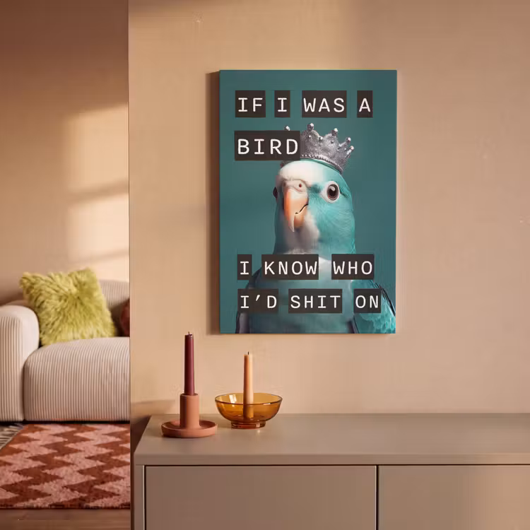 Canvas schilderij - Parkiet - Turquoise - Quotes - Decoratie — 2