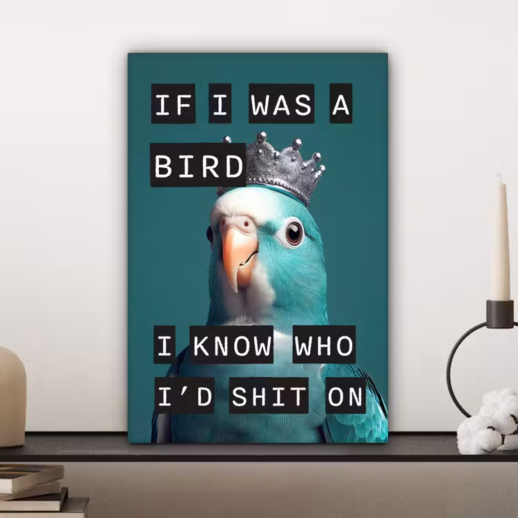 Canvas schilderij - Parkiet - Turquoise - Quotes - Decoratie — 5