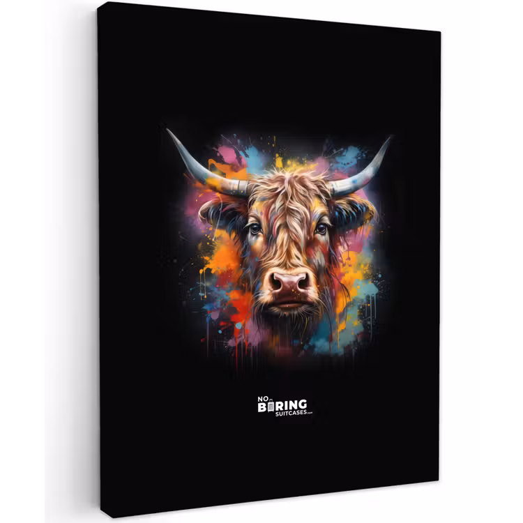 Canvas schilderij - Schotse hooglander als graffiti art — 2