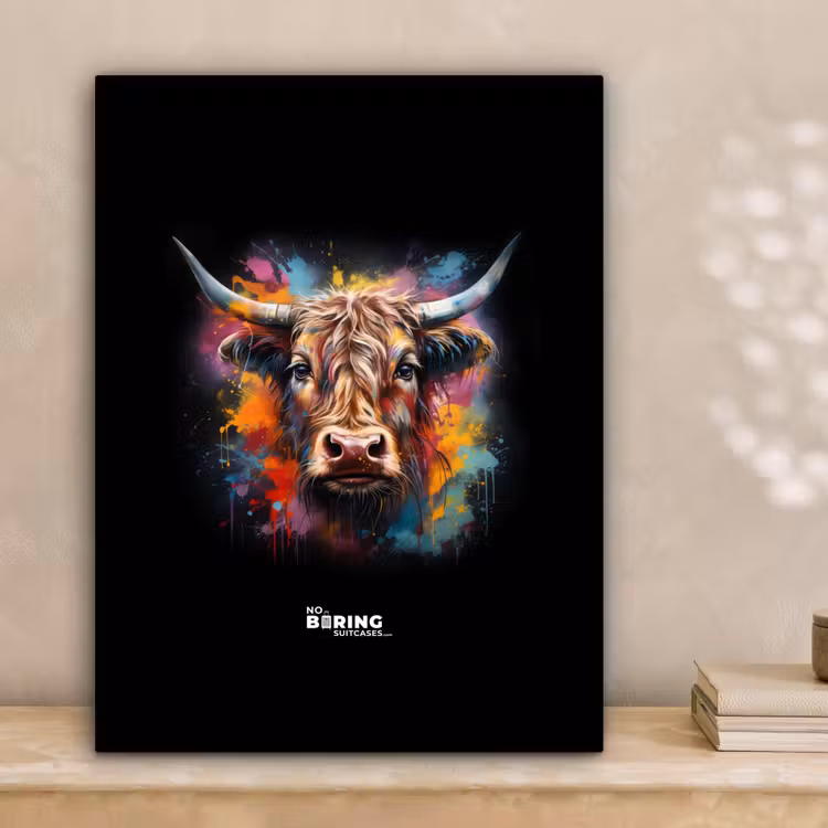 Canvas schilderij - Schotse hooglander als graffiti art — 3