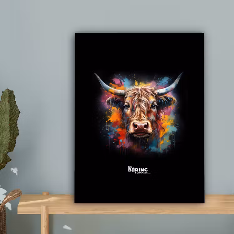 Canvas schilderij - Schotse hooglander als graffiti art — 5