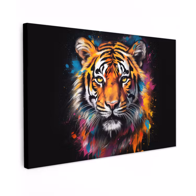 Canvas schilderij - Tijger - Graffiti - Dieren - Zwart — 1