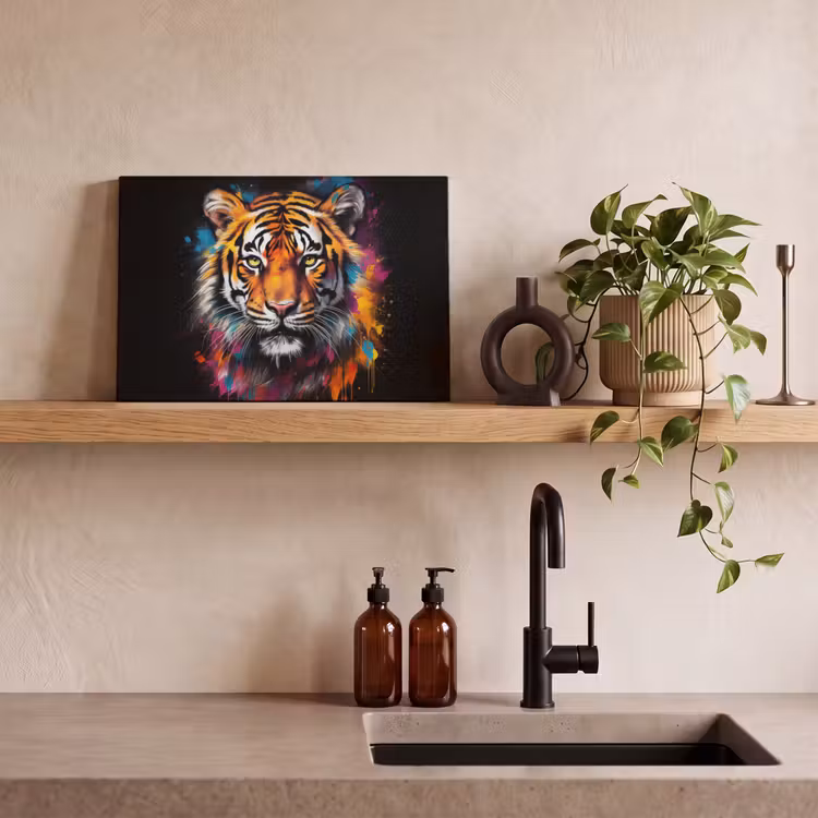 Canvas schilderij - Tijger - Graffiti - Dieren - Zwart — 3