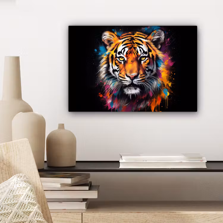 Canvas schilderij - Tijger - Graffiti - Dieren - Zwart — 5