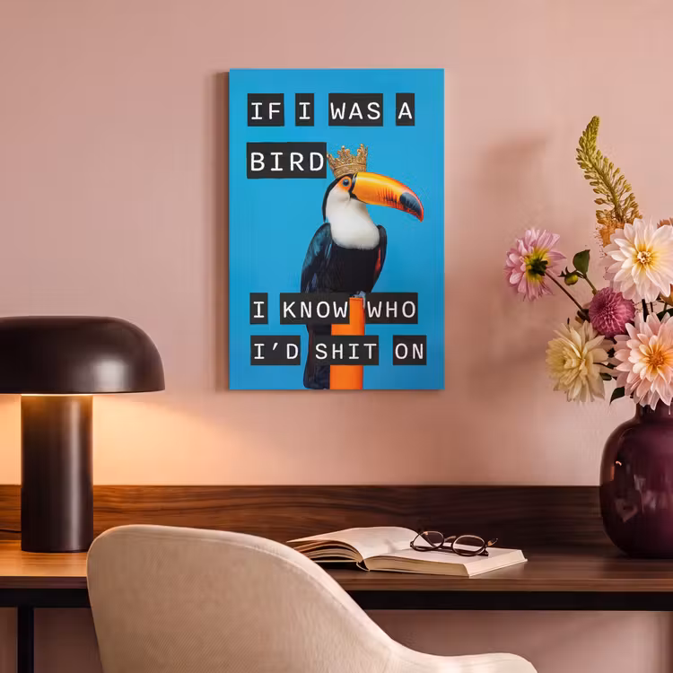 Canvas schilderij - Vogel - Toekan - Blauw - Quotes — 4