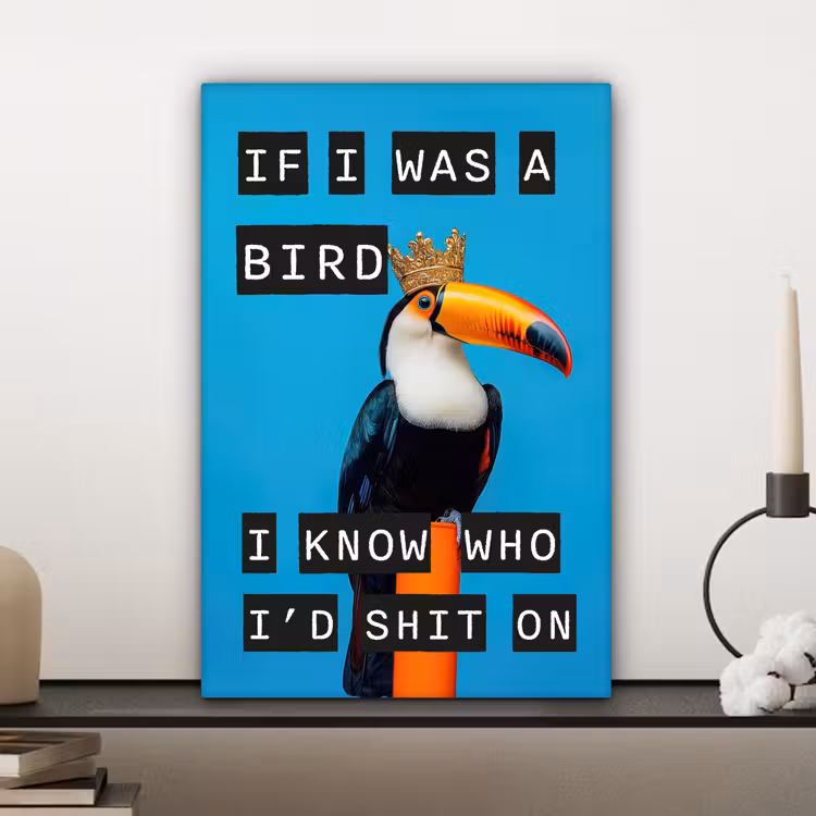 Canvas schilderij - Vogel - Toekan - Blauw - Quotes — 5