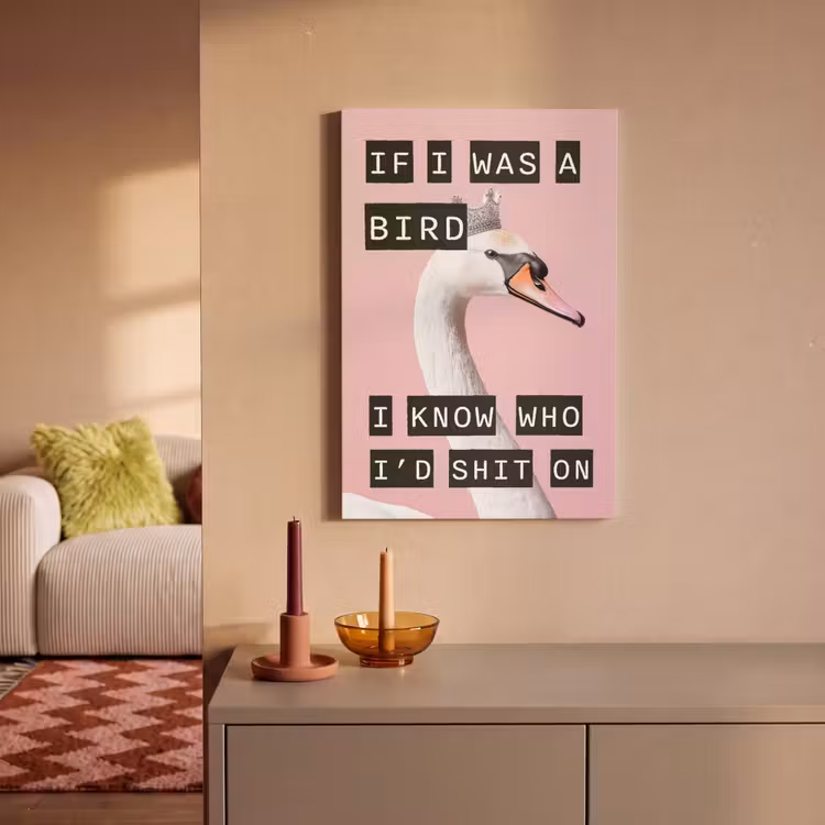 Canvas schilderij - Zwaan - Vogel - Decoratie - Roze — 2