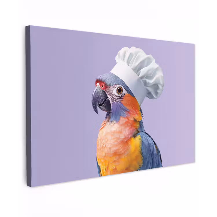 Canvas schilderij - Papegaai - Koksmuts - Paars - Cute — 1