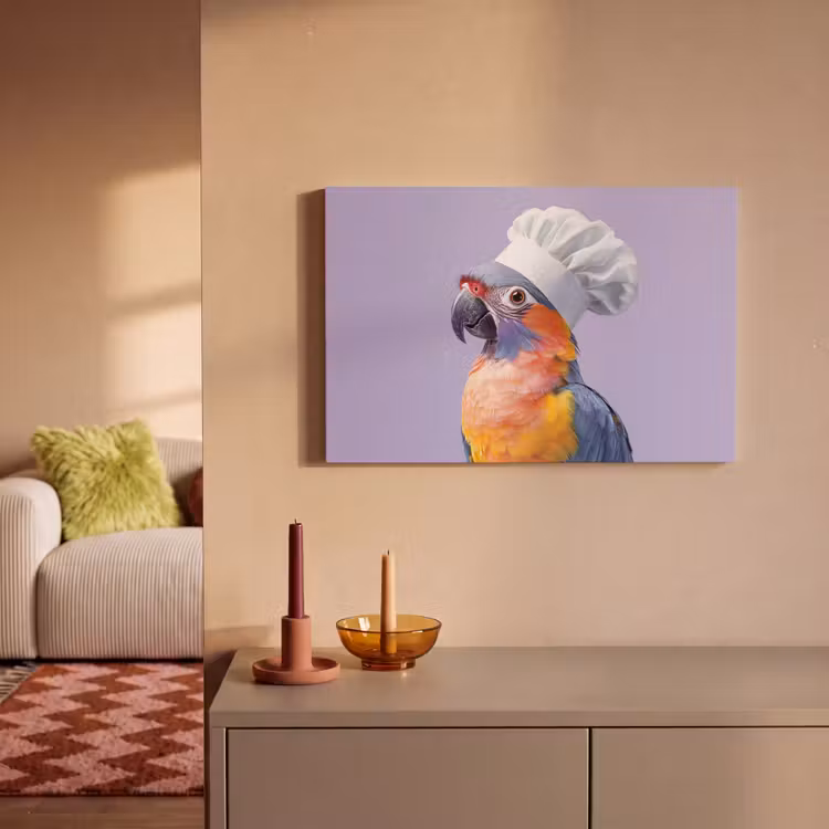 Canvas schilderij - Papegaai - Koksmuts - Paars - Cute — 2