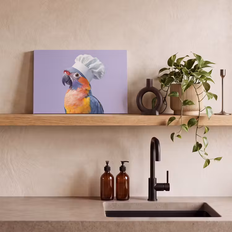 Canvas schilderij - Papegaai - Koksmuts - Paars - Cute — 3