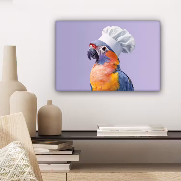 Canvas schilderij - Papegaai - Koksmuts - Paars - Cute — 5
