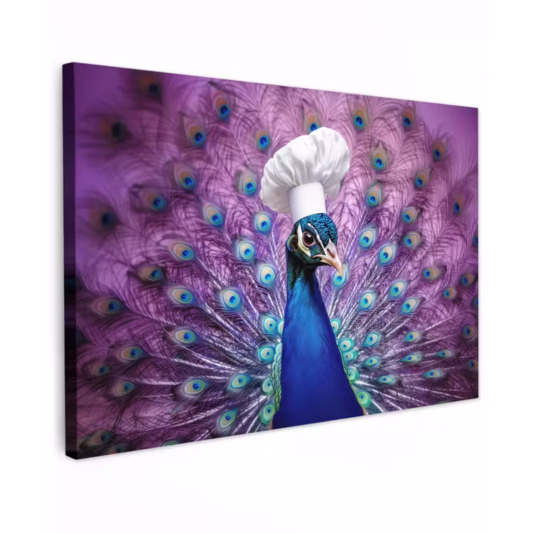 Canvas schilderij - Pauw - Koksmuts - Cool - Paars — 1