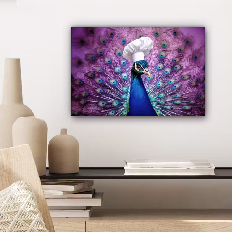 Canvas schilderij - Pauw - Koksmuts - Cool - Paars — 5