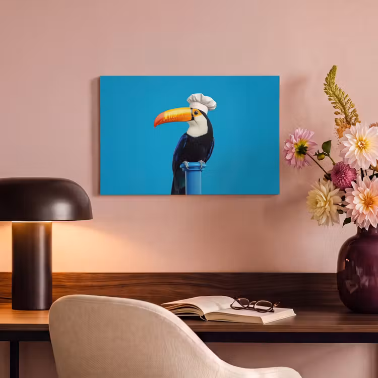 Canvas schilderij - Tucan - Sokkel - Vogel - Koksmuts — 4