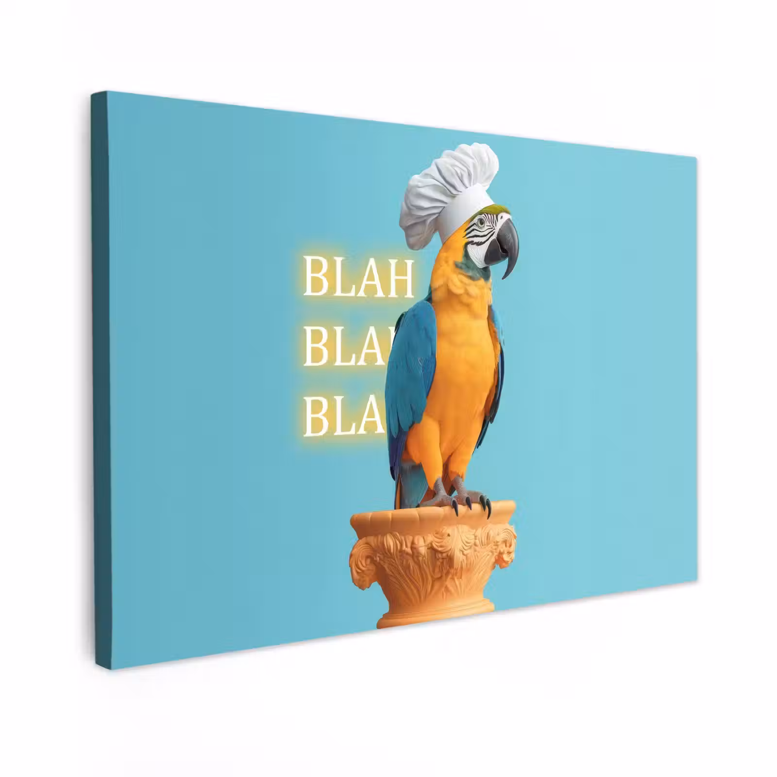 Canvas schilderij - Papegaai - Koksmuts - Quote - Neon — 1