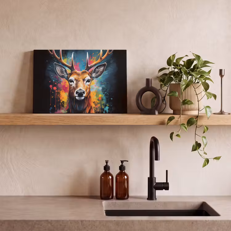 Canvas schilderij - Hert - Graffiti - Dieren - Kleuren — 3