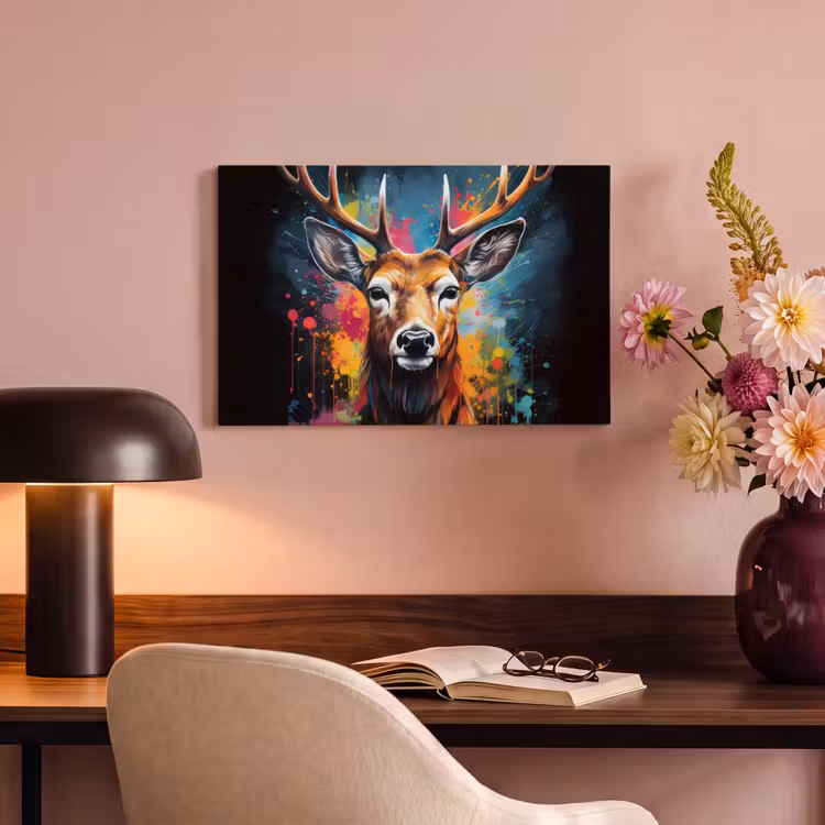 Canvas schilderij - Hert - Graffiti - Dieren - Kleuren — 4