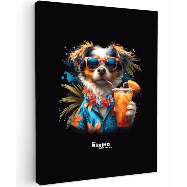 Canvas schilderij - Hond in tropische sferen — 2