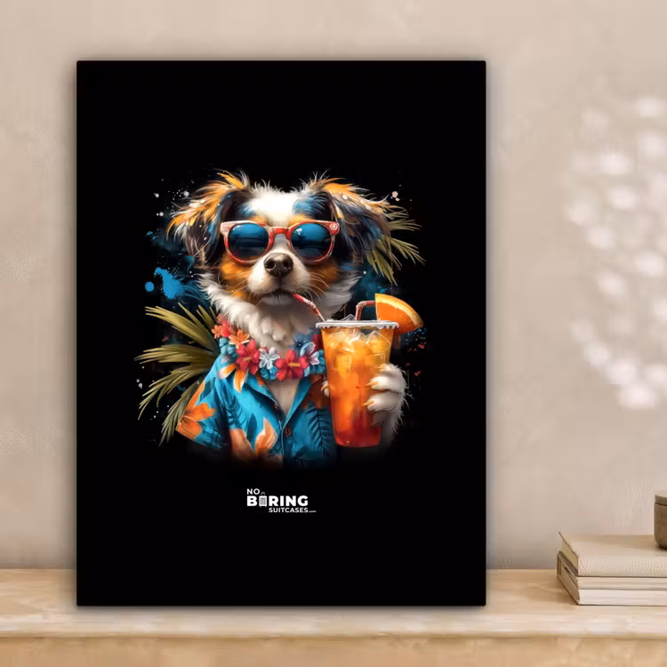 Canvas schilderij - Hond in tropische sferen — 3