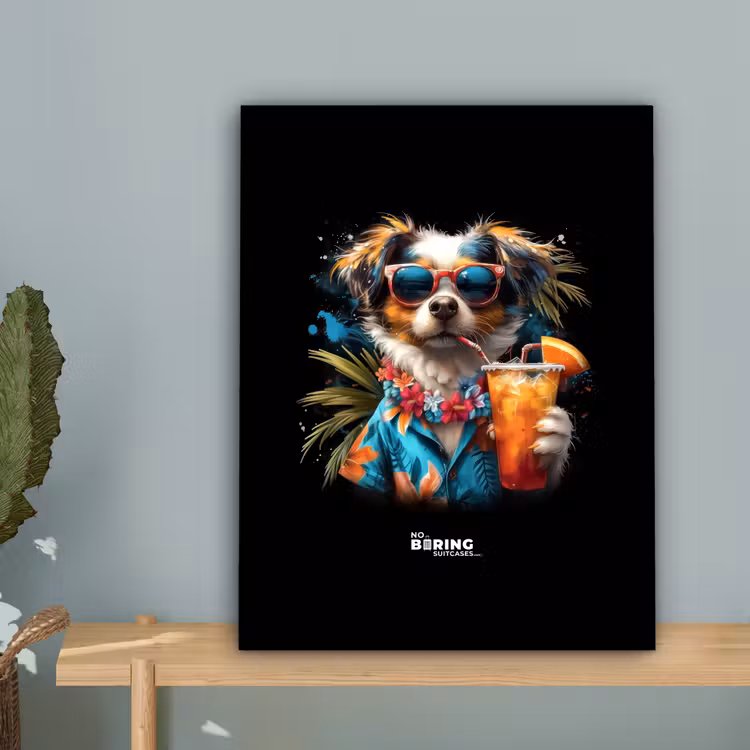 Canvas schilderij - Hond in tropische sferen — 5