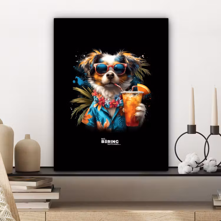 Canvas schilderij - Hond in tropische sferen — 6