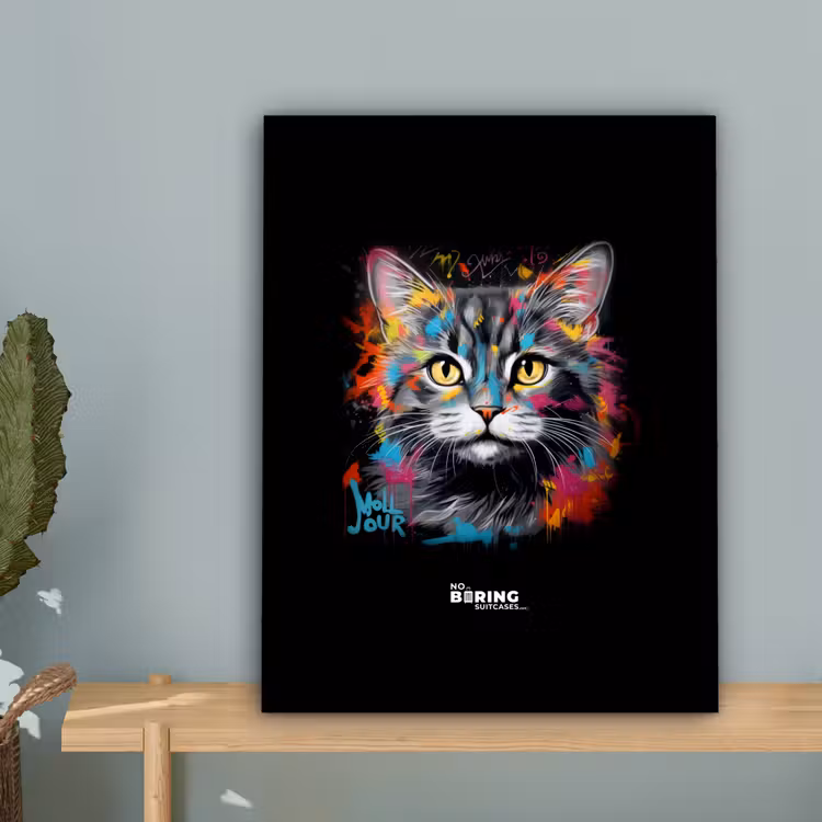 Canvas schilderij - Kat met kleurrijke penseelstreken — 5
