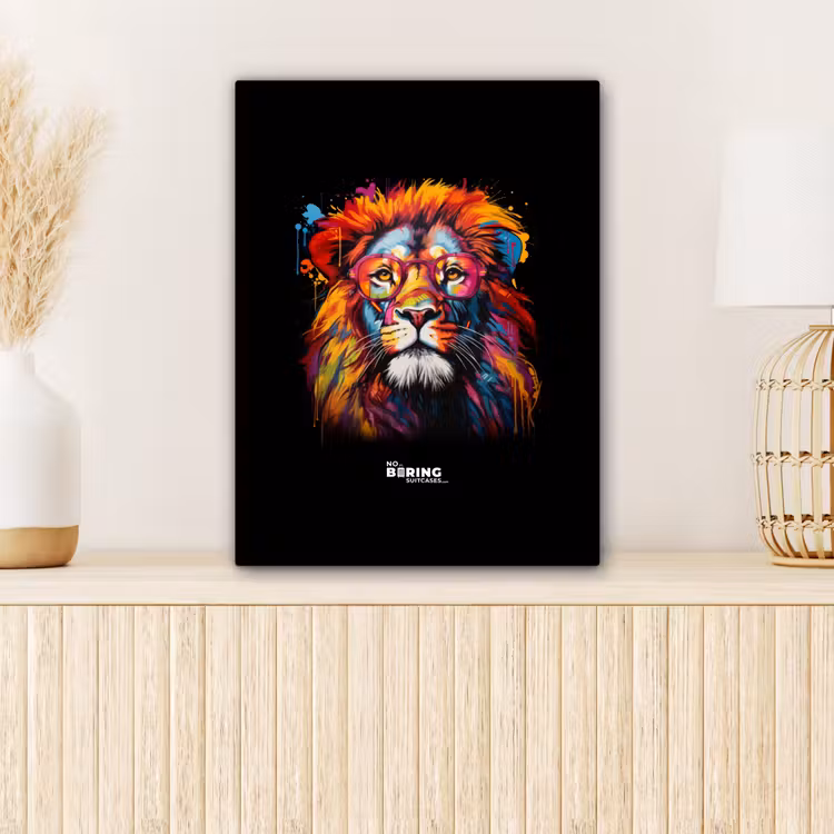 Canvas schilderij - Kleurrijke leeuw in graffiti stijl — 1
