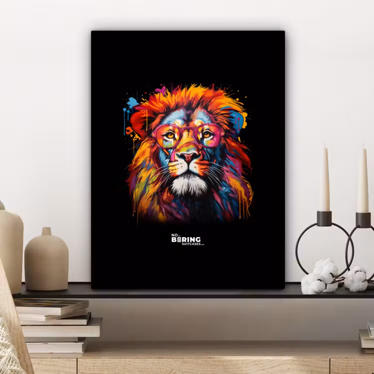 Canvas schilderij - Kleurrijke leeuw in graffiti stijl — 6