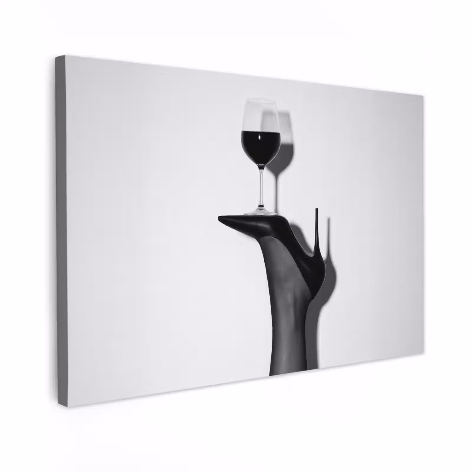 Canvas schilderij - Hak - Wijn - Minimalistisch - Zwart — 1