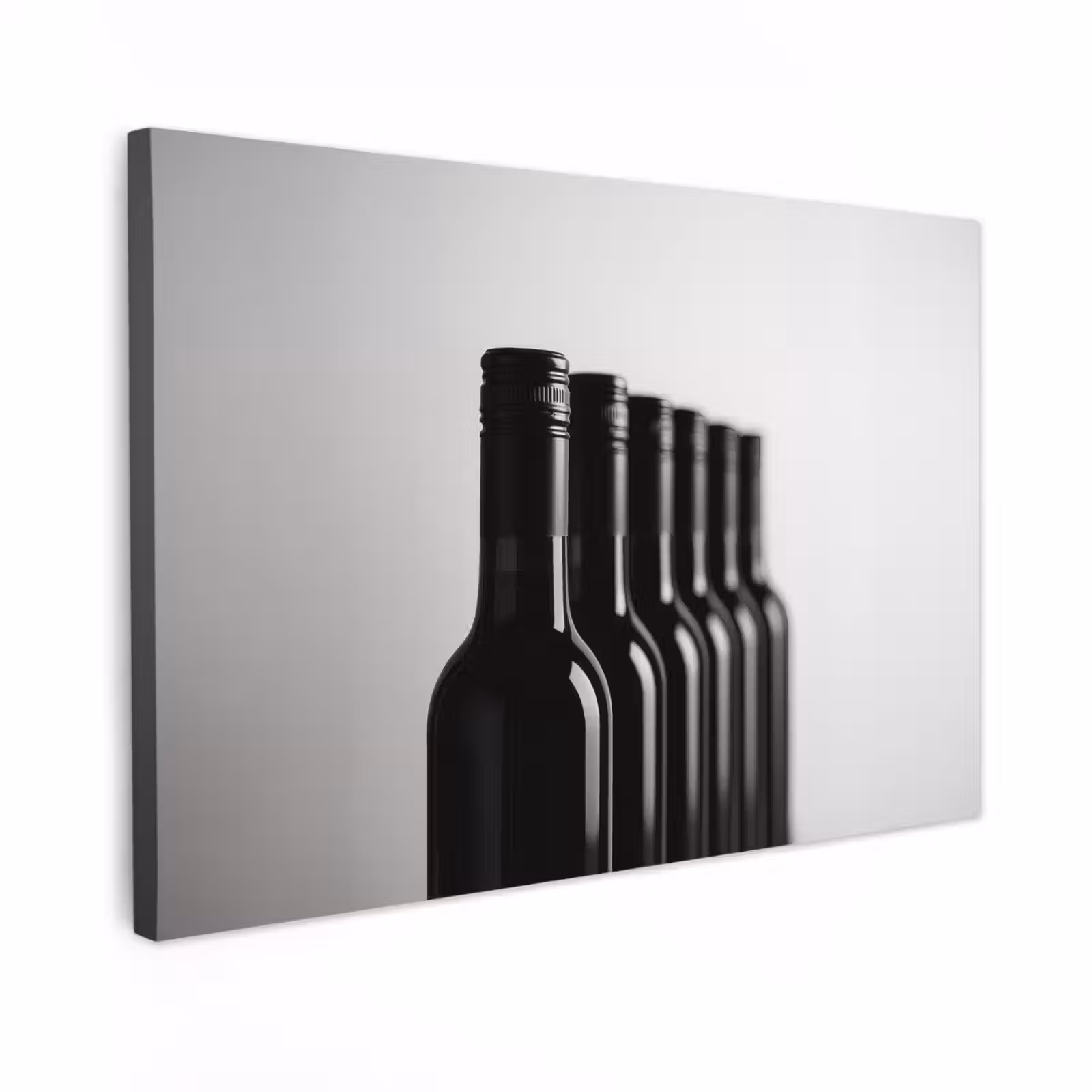 Canvas schilderij - Wijnflessen - Zwart - Minimalistisch — 1
