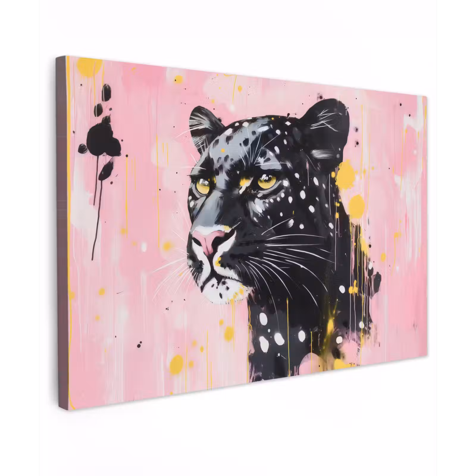 Canvas schilderij - Zwart - Panter - Roze - Abstract — 1