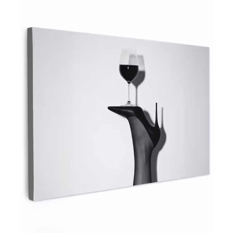 Canvas schilderij - Hak - Wijn - Minimalistisch - Zwart — 1